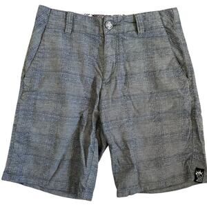 LOST Men's Gray Plaid Flat Front Shorts Size 30